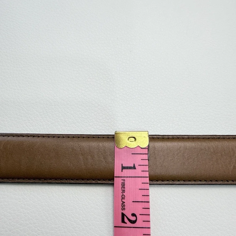 Jos A Bank Brown Genuine Italian‎ Leather Belt Silver Tone Buckle Men 34/85